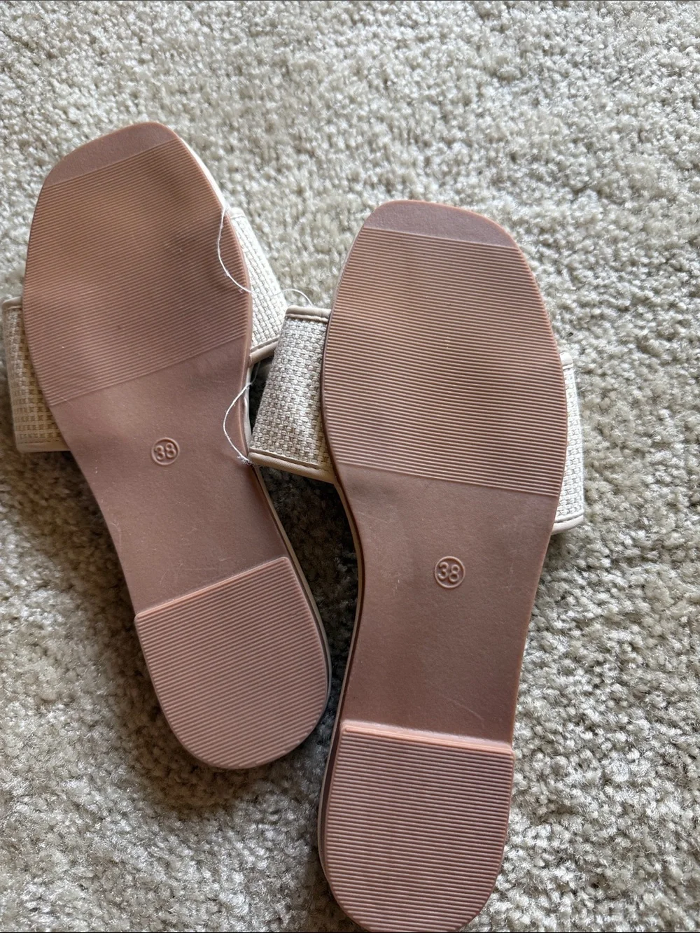 Women's Cream Slide Sandals with Decorative Gold Emblem